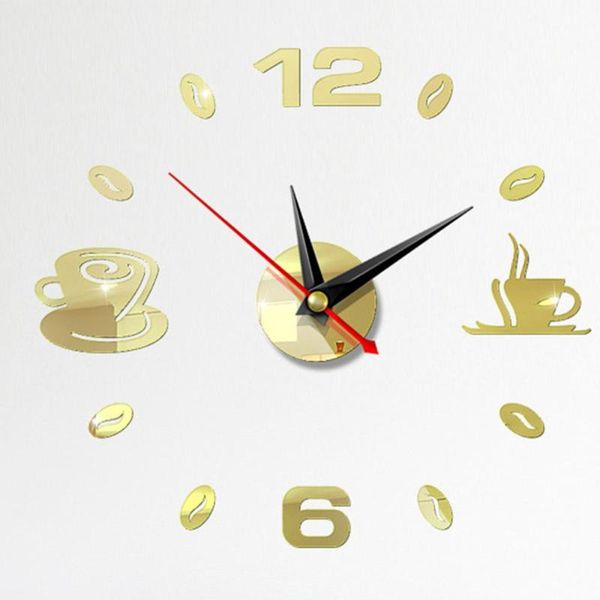 

wall clocks wall-clock modern design diy coffee cup sticker mute digital 3d clock living room home office decor christmas gifts
