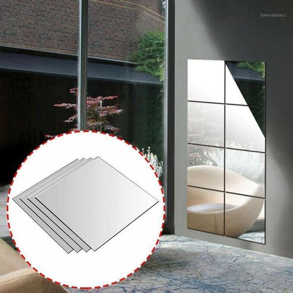 

mirrors 4pcs/set 30cm mirror cell sticker acrylic wall square self-adhesive home bedroom bathroom decor mural1
