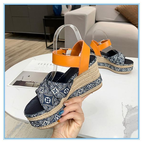 

summer leisure sandals fashion shoes thick sole leather woman shoe hemp rope grass lace up woven sandals large size 34-40, Black