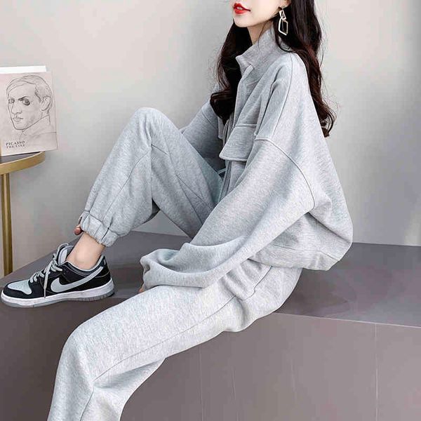 

women's two piece pants sweater suit women's spring style casual western fashion age-reducing small two-piece footwear trousers vc, White