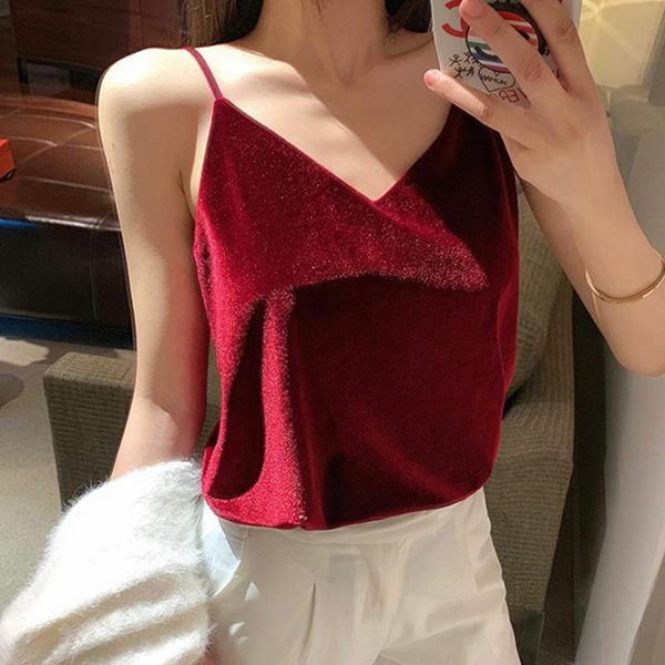 

women's tanks & camis korean fashion velvet tank women office lady cami streetwear lace white spaghetti strap ropa de mujer