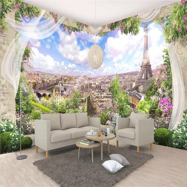 

wallpapers custom wall cloth 3d stereo european window paris scenery po mural wallpaper living room bedroom background papel de parede