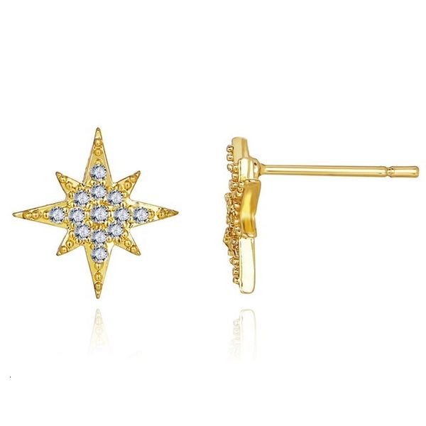 

5704 diamond studded small star stud creative simple metal alloy earrings for women, Golden