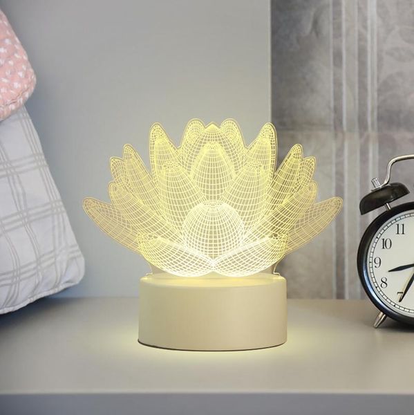 

night lights stereo 3d flower led light creative and warm lamp holiday kids gift for birthday festival acrylic vision decor