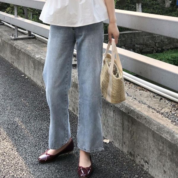 

2021 women's fashion cotton jeans split hemdesign high waist jeans for girls denim pants trousers for female streetwear, Blue