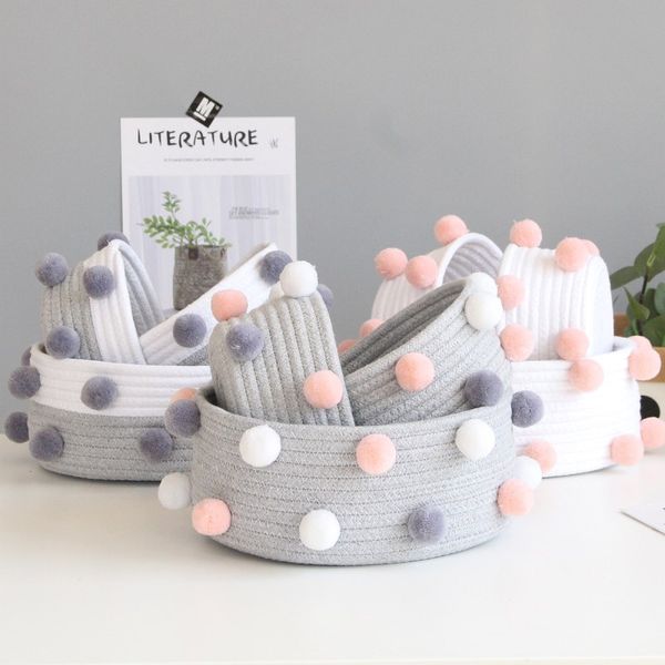 

ins wool balls cotton rope woven storage basket deskcosmetics organizer nordic style sundries dirty clothes laundry baskets