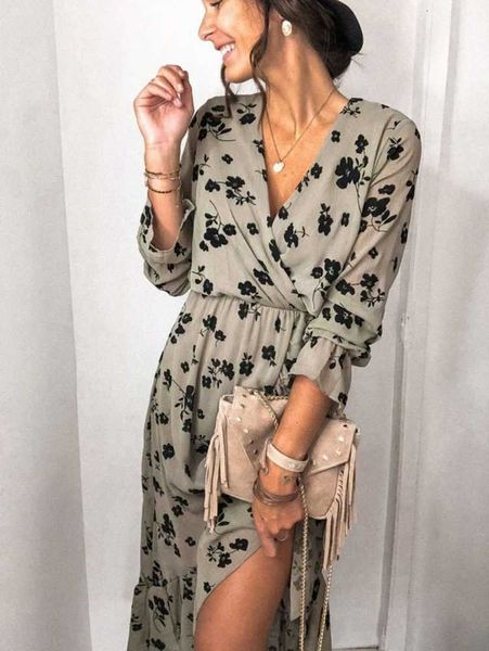 

dresses women's irregular casual slim print drs mc6011, Black;gray