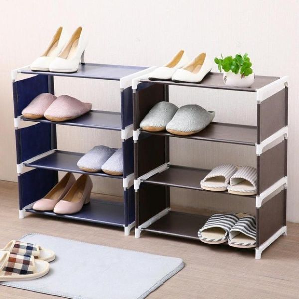 

clothing & wardrobe storage 3/4 layer non-woven fabric assembly shoe rack solid color dustproof for living bedroom shelf