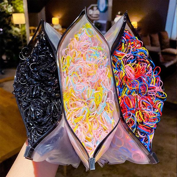 

1000pcs/pack girls colorful small disposable rubber bands gum for ponytail holder elastic hair jewelry fashion accessories, Slivery;white