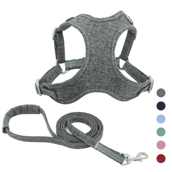 

dog harnesses leash suit pets vest reflective walk running explosion-proof dogs harness solid color comfortable pet products collars & leash