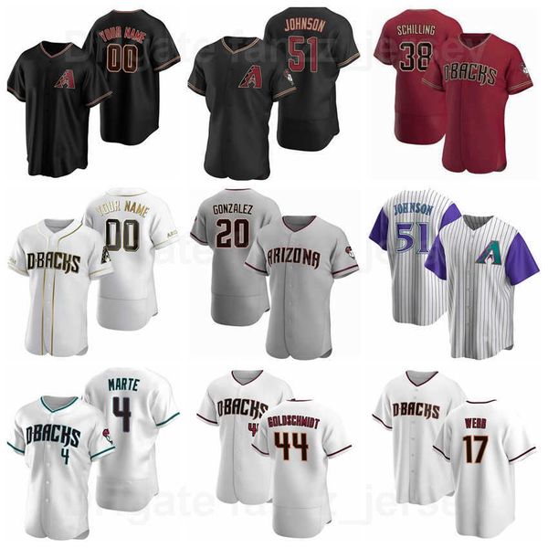 

baseball 12 steve finley jersey 20 luis gonzalez 38 curt schilling 17 brandon webb 44 paul goldschmidt 51 randy johnson 10 josh rojas cooper, Blue;black