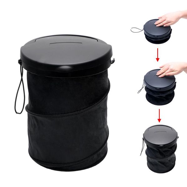 

car organizer folding trash can storage bag seat waste garbage bin dust case hanging -up hook large capacity car-styling