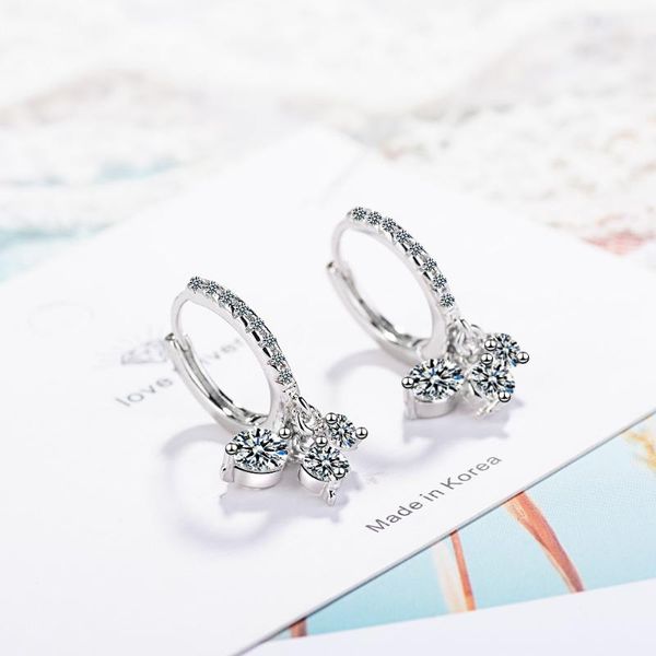 

dangle & chandelier simple style zircon eardrop fashion cute temperament earrings 2 colour for charm women exquisite jewellery gift brincos, Silver