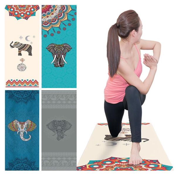 

elephant printed microfiber yoga mat towels rhombus non-slip cover portable outdoor beach pilates workout blankets
