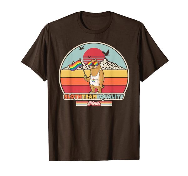 

Pride Sloth LGBT Shirt. Retro Style Team Equality T-Shirt, Mainly pictures