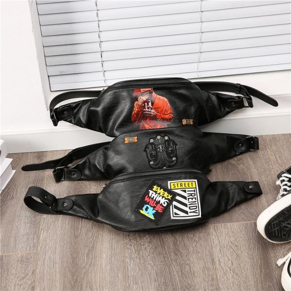 

men's shoulder bags brand crossbody for man designer male pu leather chest fashion printing waist bag