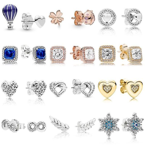 

stud women ear studs four-leaf clover ladybird knotted heart timeless elegance crystal earring for wedding gift fashion jewelry, Golden;silver