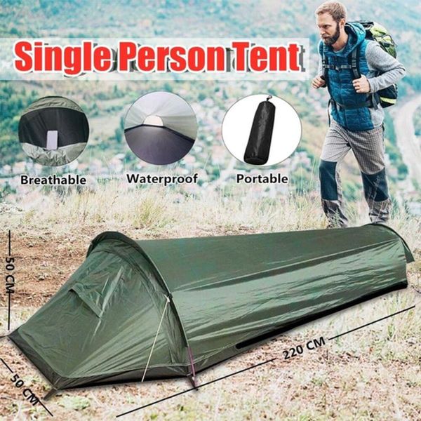 

tents and shelters camping single person tent with carry bag oxford cloth lightweight portable climbing sleeping waterproof for hiking
