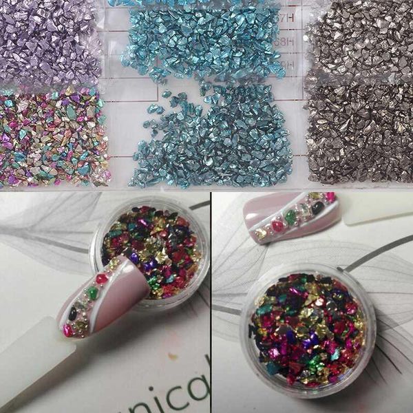 

bag 20g 1-2mm broken glass irregular stone beads rhinestones for nails 3d nail art gems decorations stones art,hgu7y1, Silver;gold