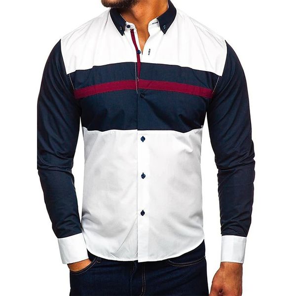 

multi-color pattern men's long-sleeved shirt comfortable fit fashion retro style travel office entertainment, White;black