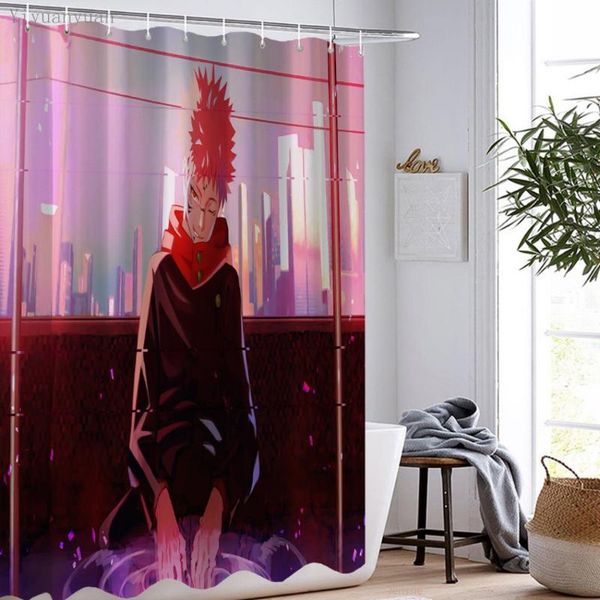 

shower curtains jujutsu kaisen printed curtain waterproof bathroom with hooks polyester fabric bath decor