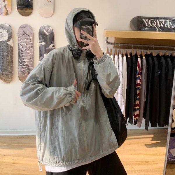

men's jackets summer thin jacket fashion multicolor casual hooded men streetwear loose breathable sunscreen mens m-2xl, Black;brown