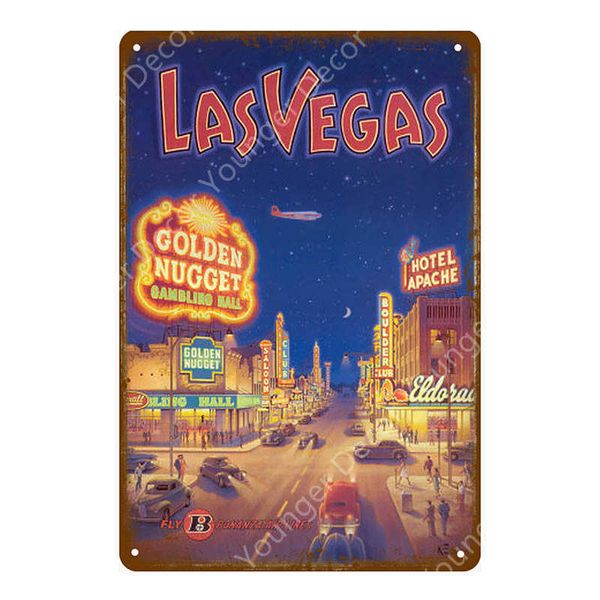 

welcome to fabulous las vegas metal tin sign vintage wall plaque american travel poster for bar pub club decor iron art painting