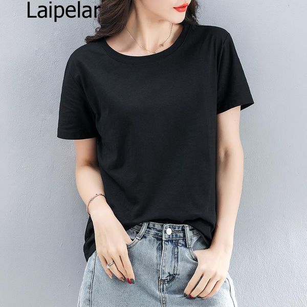 

women's t-shirt womens t shirts half sleeve 2021 autumn o-neck striped female women white black casual basic classic clothes