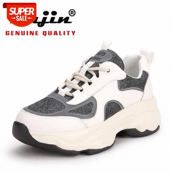 

fujin genuines sneakers women autumn leather dropshipping fashion thick bottom cowhide breathable lace leisure women shoes #4f5e
