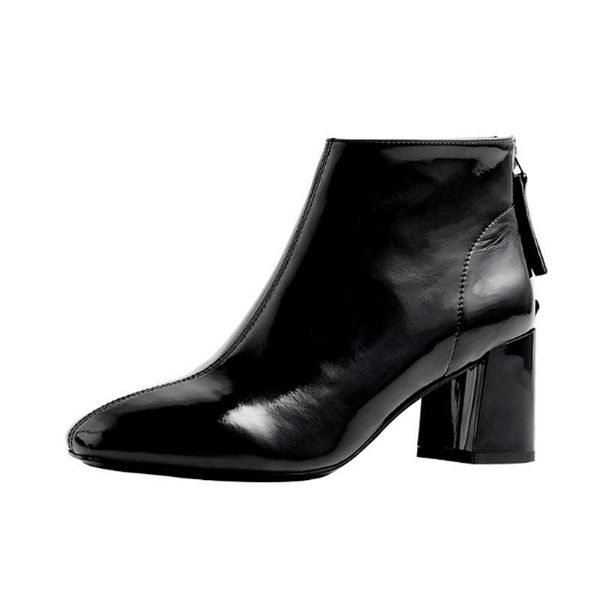 

boots women's boots, snow short 's motorcycle and high-heeled leather, Black