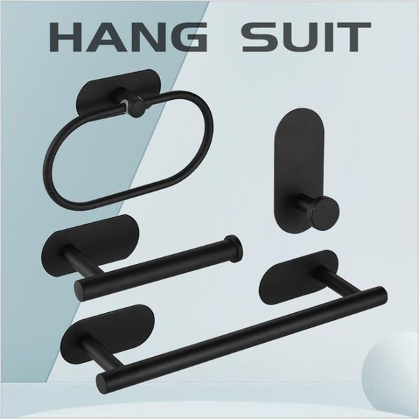 

bath accessory set no punching bathroom pendant towel bar ring single rod hook paper rack