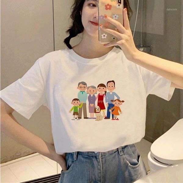 

women's t-shirt summer women t shirt family graphic printed 90s girls casual short sleeve o neck female tees clothing streetwear, White