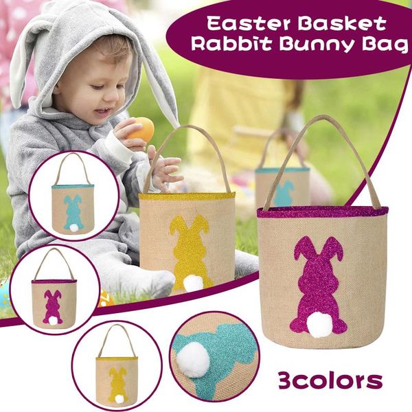 

easter basket holiday bunnyears printed canvas gift carry candy bag wrap