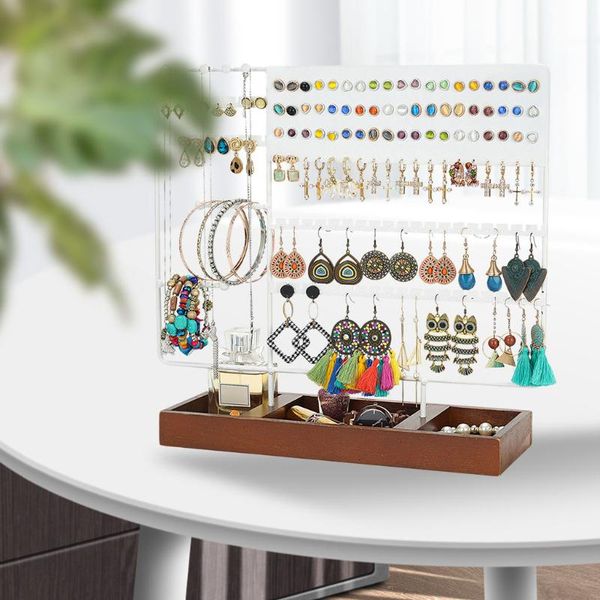 

jewelry pouches, bags earring holder stand 6 tier 130 holes display tree for bracelet gfit, Pink;blue