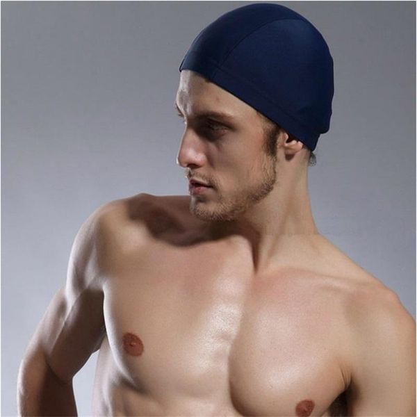 

brand men swimming cap nylon caps protect ears long hair bathing swim pool hat