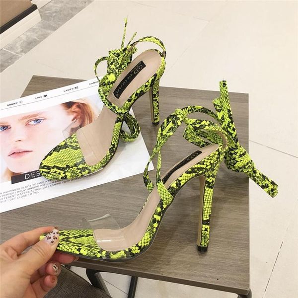 

summer fashion special women snake high heels cross strap stripper black sandals female fetish shoes lady green pumps