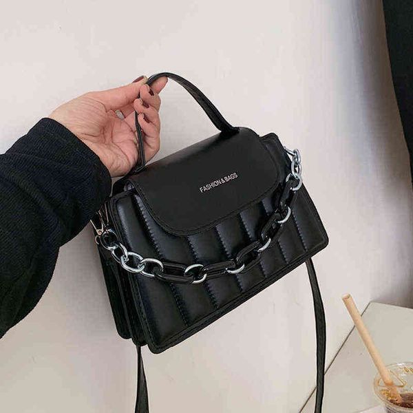 

shopping bags new fashion designer handbags small shoulder solid pu leather crossbody for women simple chain flap 220315