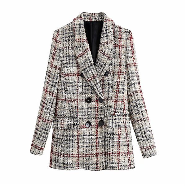 

women's trench coats autumn winter women fashion plaid za long outwear stylish ladies double breasted thick jackets girls sleeve coat c, Tan;black