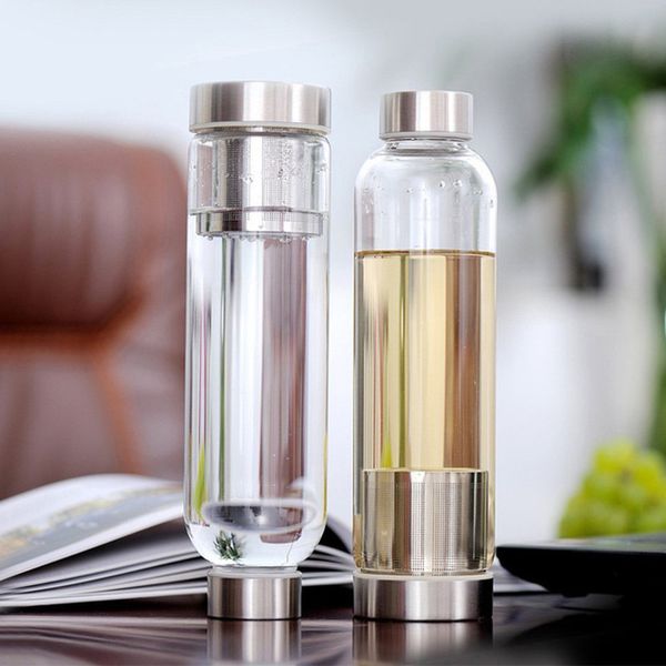 22oz Glaswasserflasche BPA-frei Hochtemperaturbeständiger Sportbecher mit Teefilter-Ei Flaschen Nylonhülle ZWL745