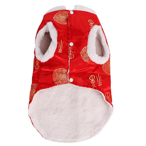 

dog apparel pet silk tang suit clothes spring festival costumes for dogs soft warm winter sleeveless coat year clothing