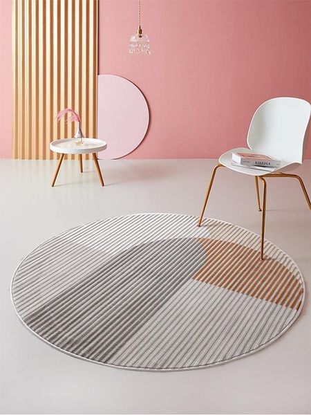 

carpets [lazy cat] orange round carpet bedroom cloakroom warm color advanced light luxury entry mat stain-resistant easy to care