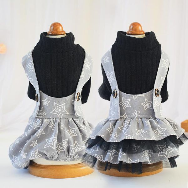 

dog apparel couple suspenders dress pet autumn and winter clothes puppy net gauze skirt