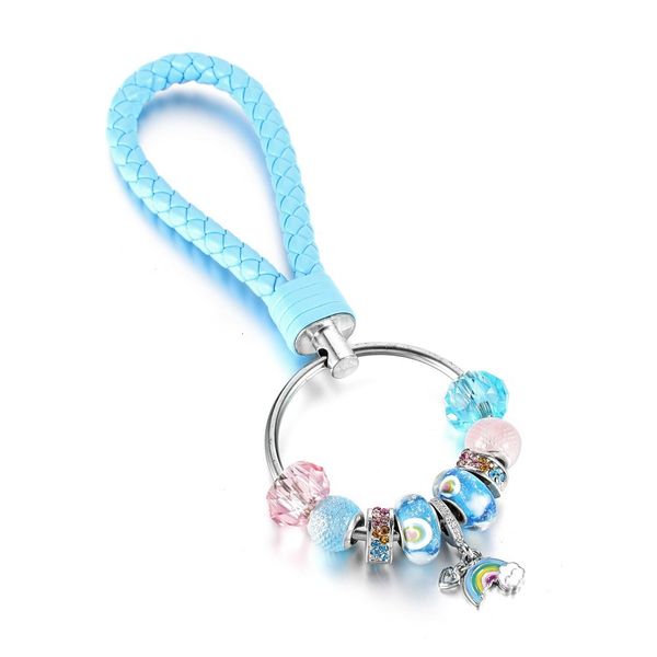 

souvenirs hand catenary kelma rainbow series blue little fresh lady lovely pendant stainless steel ring key chain