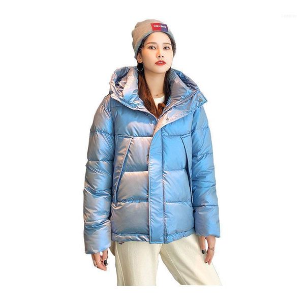 

women's down & parkas women short winter jacket student glossy bakery hooded windproof oversize cotton padded outwear coat1, Black