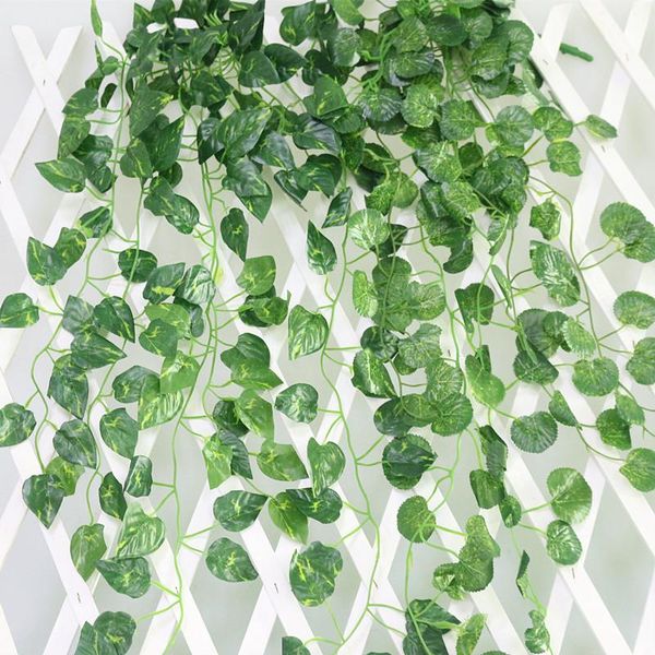 

flone artificial flowers simulation green money plant hanging rattan vine ye teng for home courtyard decor decorative & wreaths