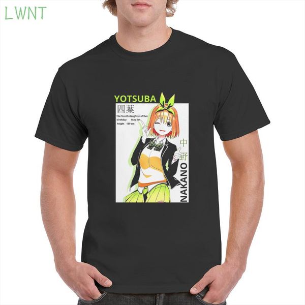 

men's t-shirts 100% cotton toubun no hanayome kawaii anime graphic tshirt yotsuba nakano print t shirt oversized women/men's t-shi, White;black