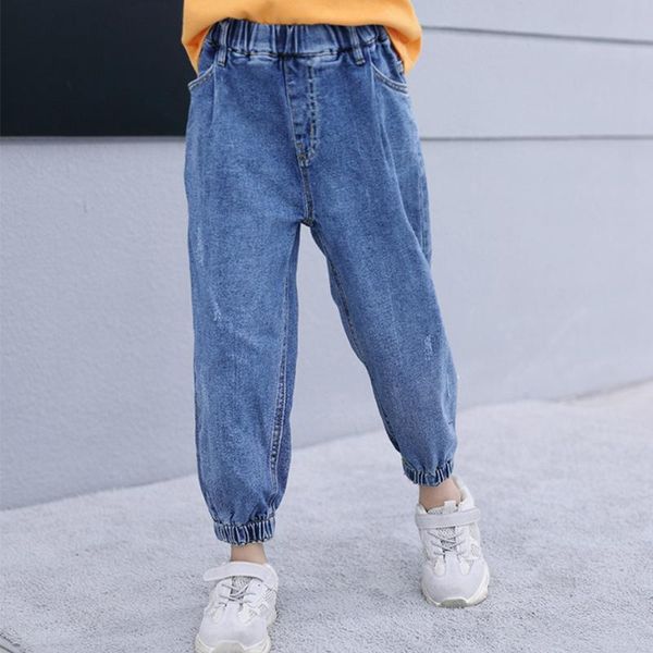 

jeans for girls casual beam foot girl child elastic waist trousers children autumn children's clothes, Blue