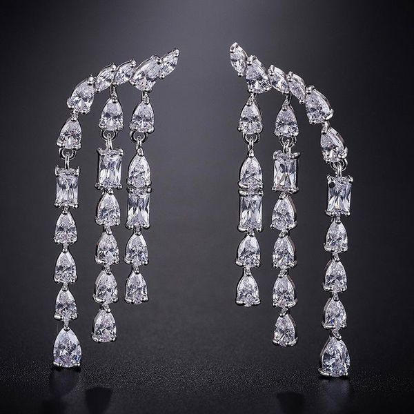 

dangle & chandelier european and american ladies style long earrings, shiny exquisite women's fashion all-match factory dire, Silver