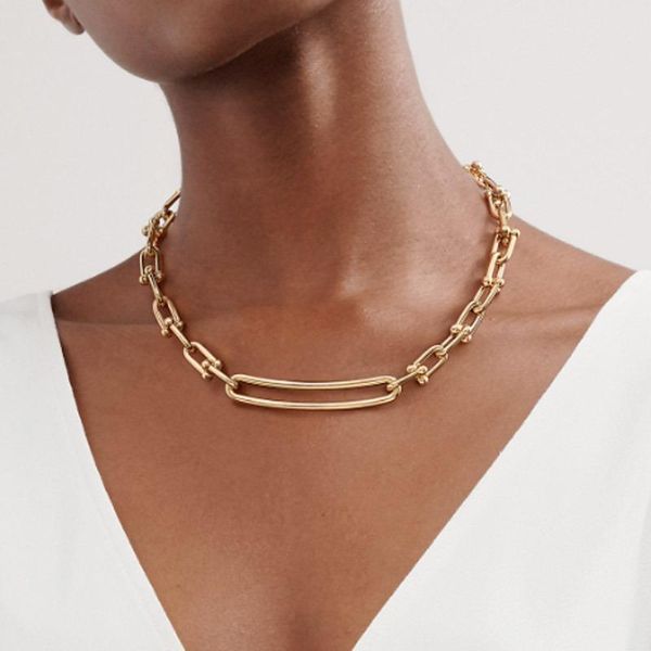

chains 2021 fashion trend luxury jewelry smooth copper necklace simply punk style hip-hop chain choker for women daily party gifting, Silver