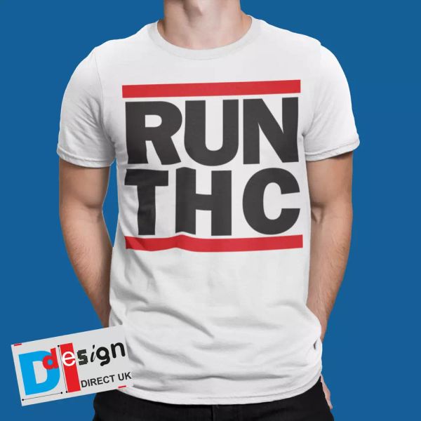 

Run THC T-Shirt Hemp Marijuana Health Weed Ganja 70s 80s 90s, White;black